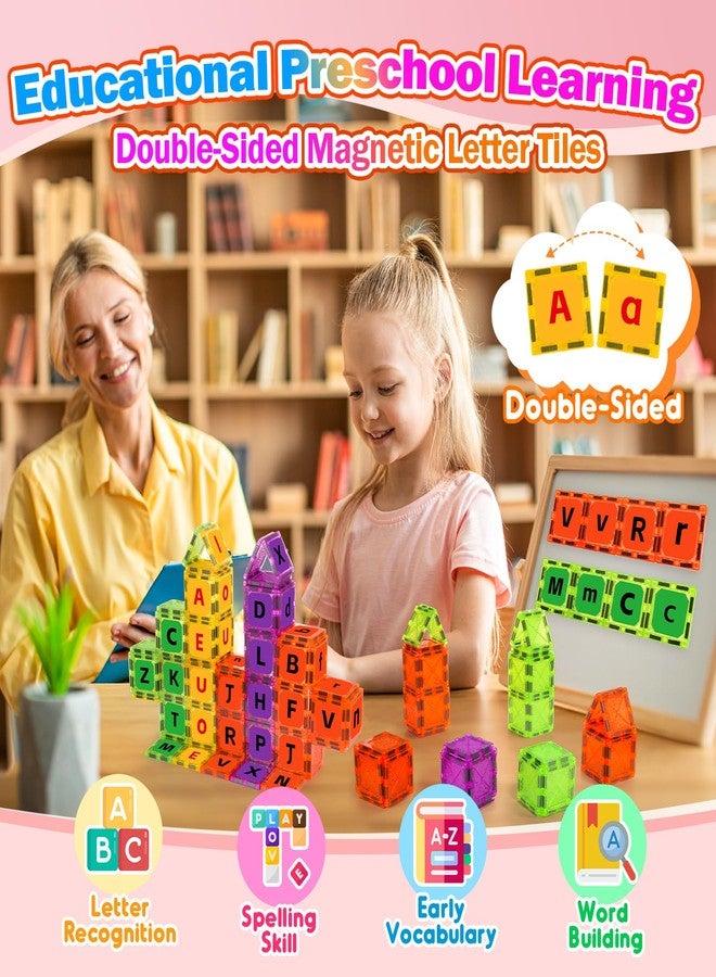 Windidi Magnetic Tiles Letters Toys, Alphabet Learning Toys for Toddlers 1-3 2-4 4-8, Classroom Must Have 48PCS Construction Toy, Toddler Games for Preschool Kids Spelling, Learning, Building, Educational Toy - Image 2